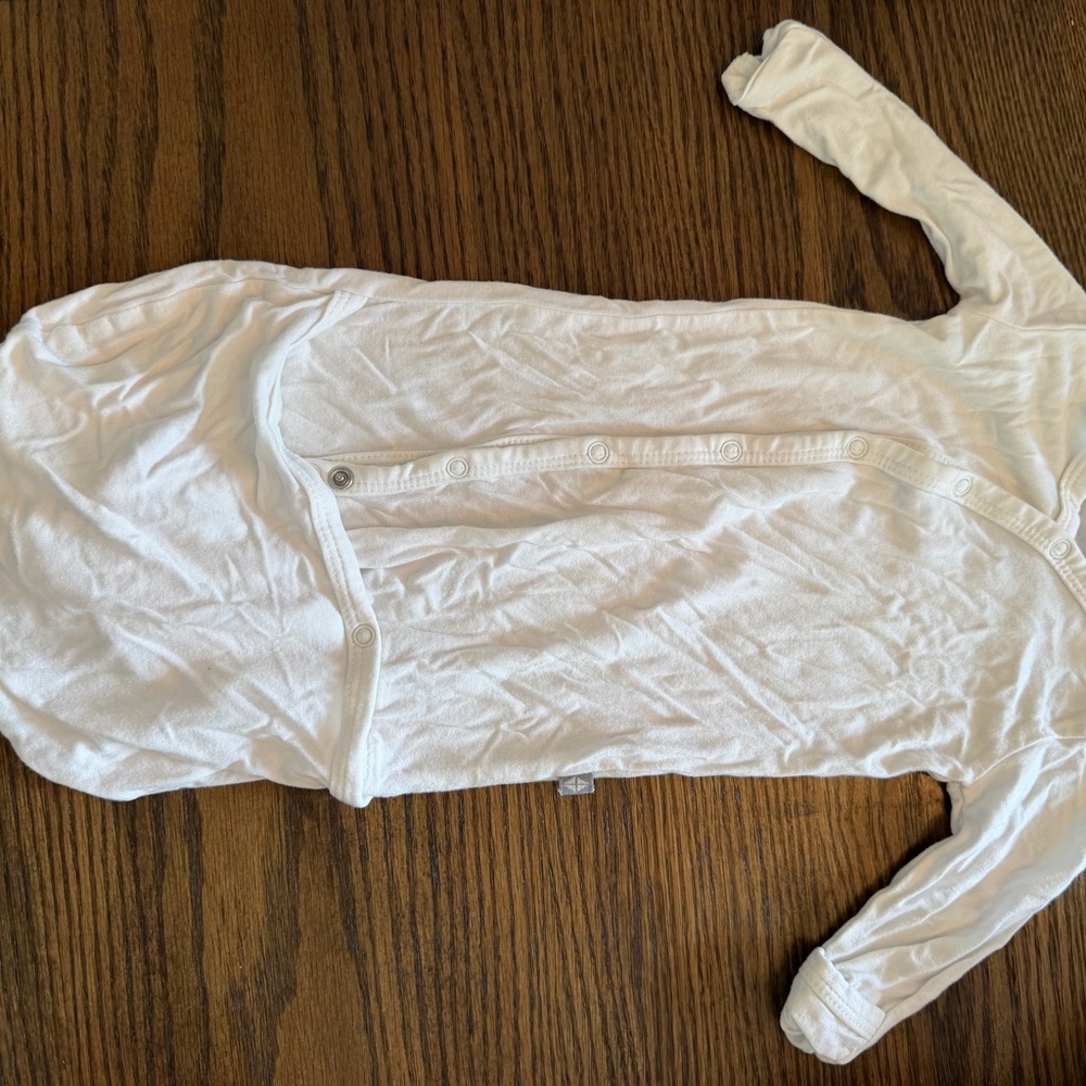 White Long-Sleeve Baby Gown with Snap Front